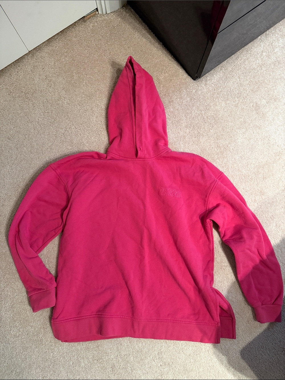 GANNI Bright Pink Hooded Sweatshirt XXS/XS